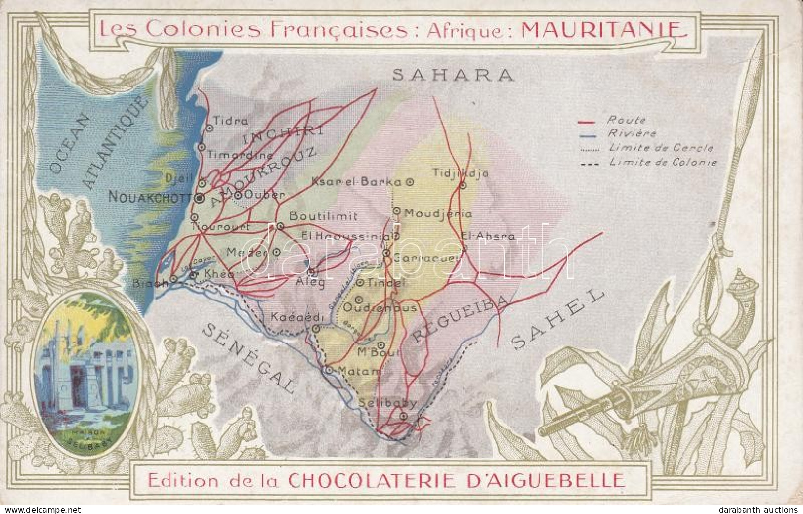 ** T2/T3 French Colonies - Mauritania, Map, Litho (non PC) - Ohne Zuordnung