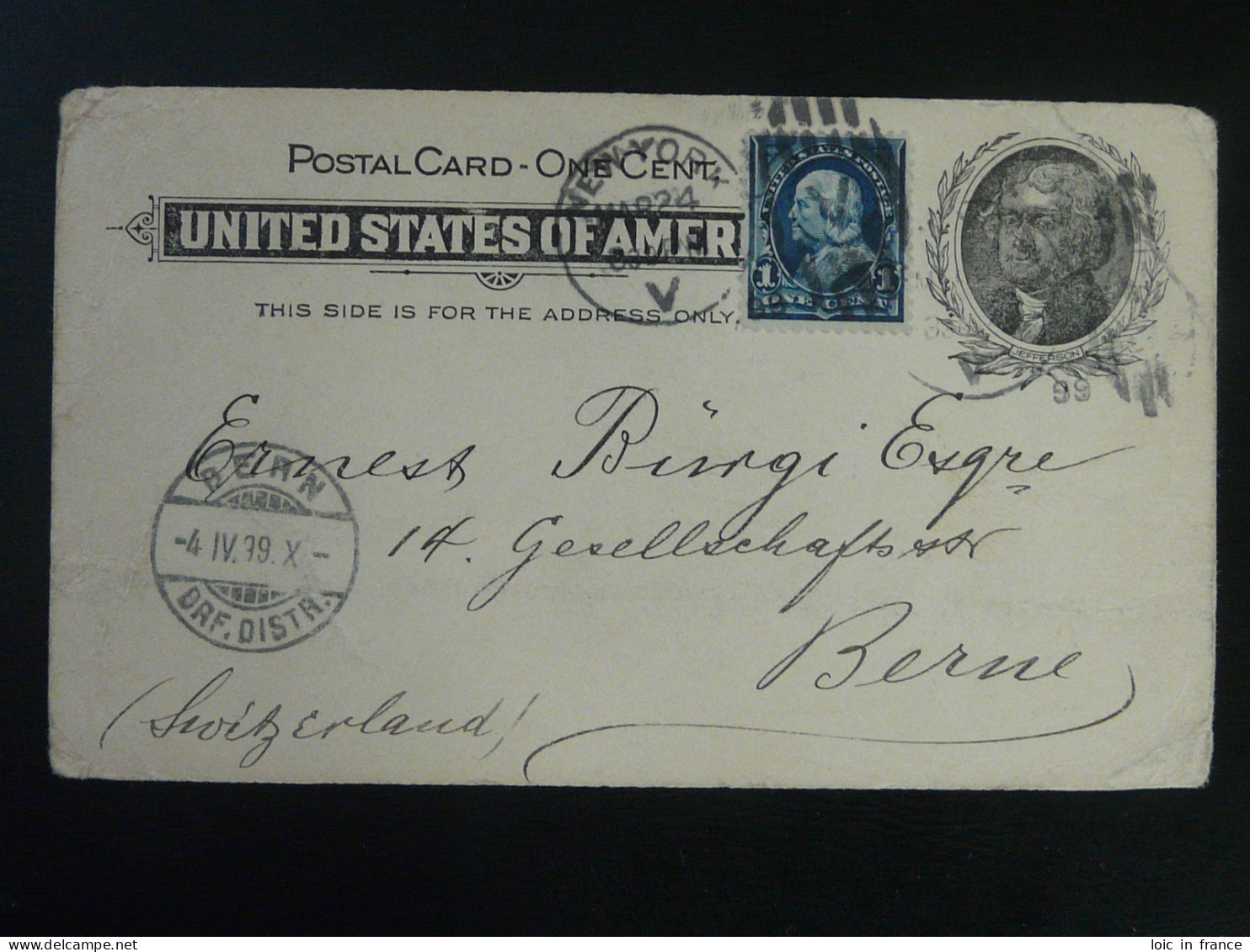 Entier Postal Stationery Card New York --> Bern 1899 - ...-1900