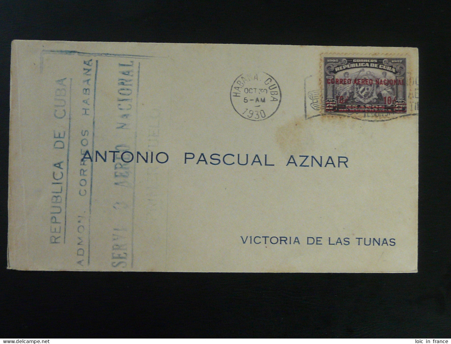 Lettre Cover Correo Aereo Nacional Cuba 1930 - Briefe U. Dokumente