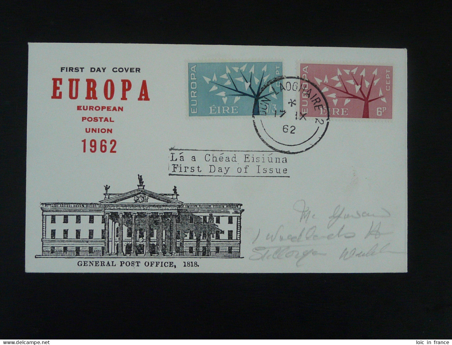FDC European Postal Union Irlande Ireland Europa 1962  - FDC