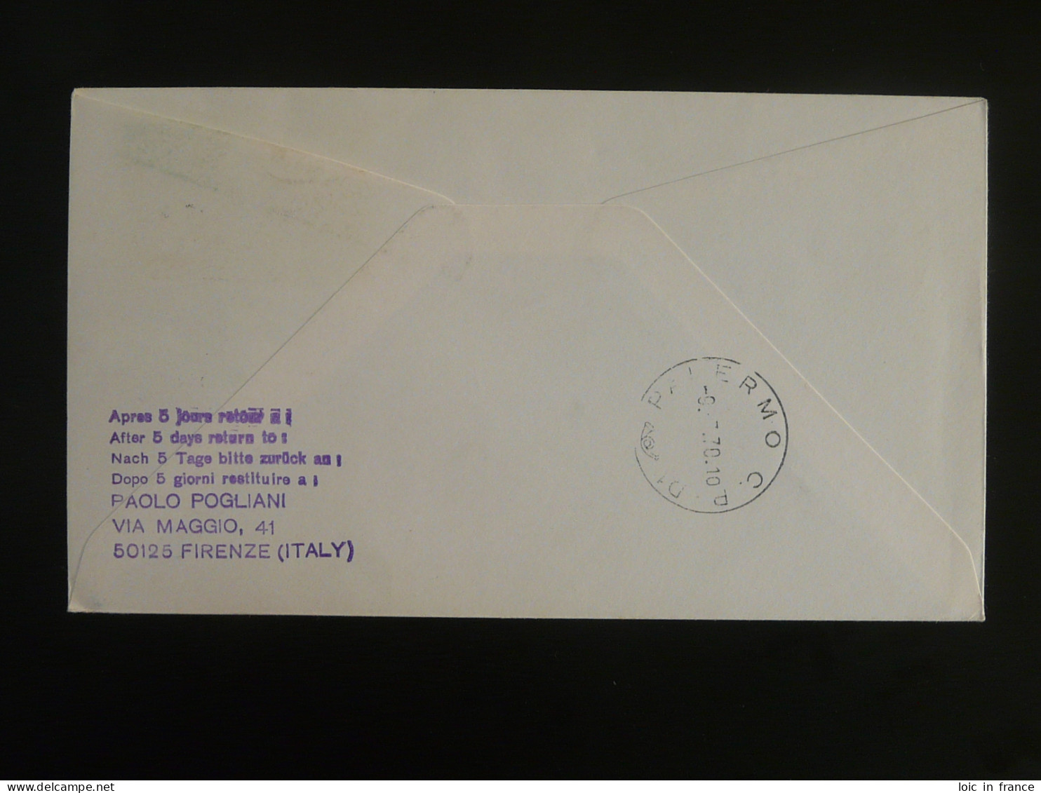 Lettre Cover Giro Aereo De Sicilia Vol Flight Copenhagen Palermo 1970 - Lettres & Documents