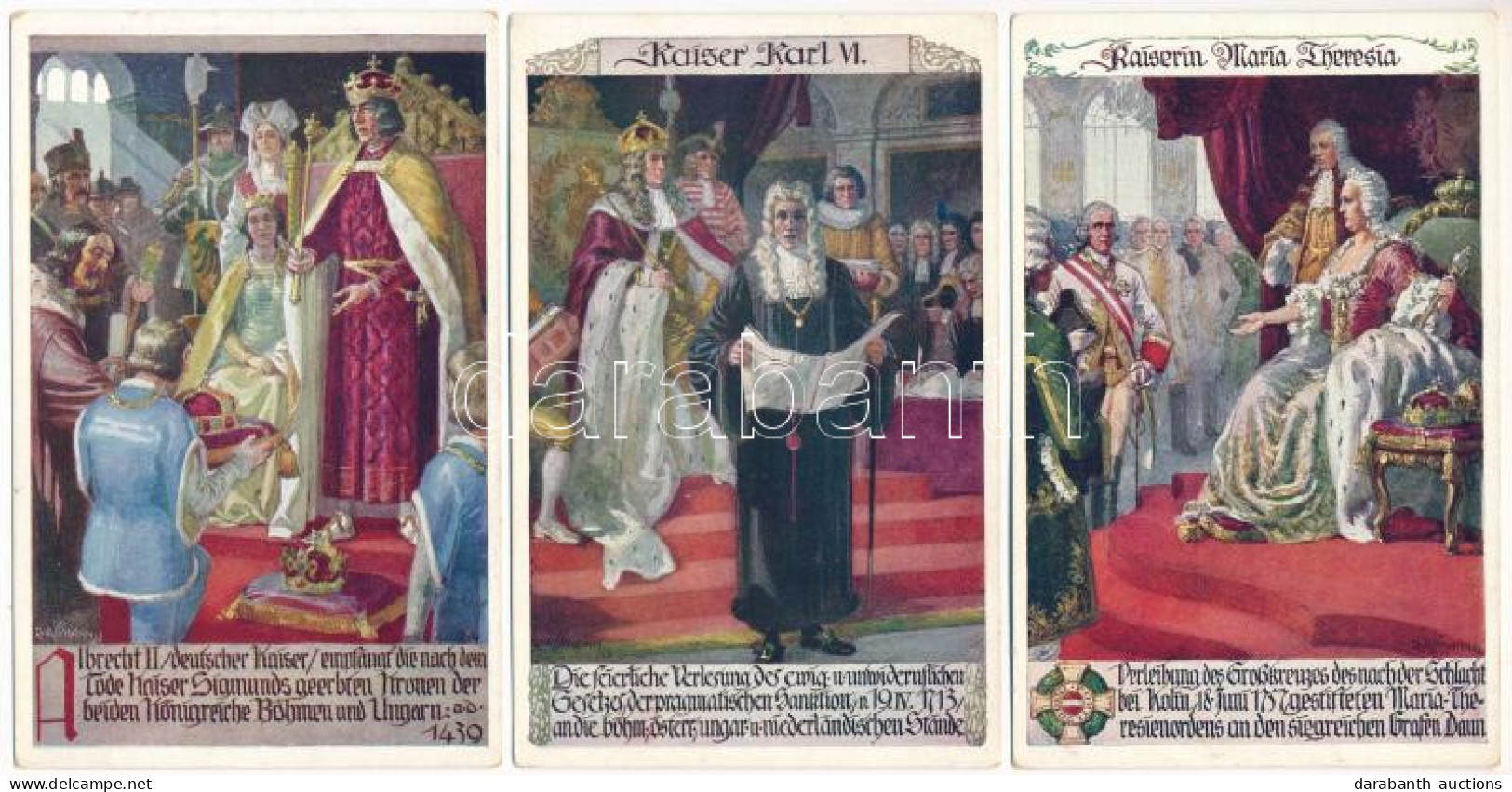 **, * 5 Db Régi Képeslap Habsburg Uralkodókról: Albert Király, III. Károly, Mária Terézia, II. József, I. Ferenc József  - Non Classificati