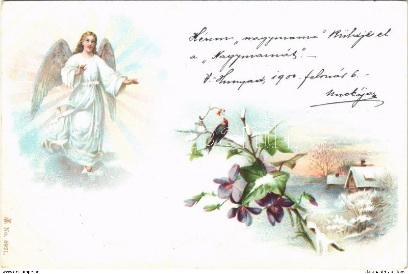 T2 1900 Greeting Card With Angel. Litho - Sin Clasificación