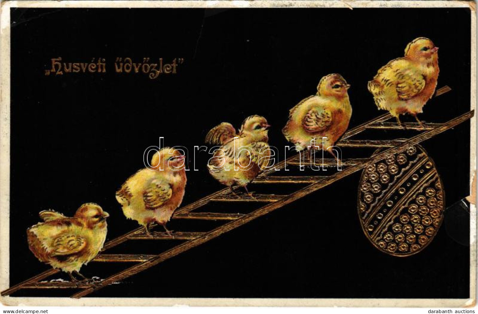 T3 1911 Húsvéti üdvözlet / Easter Greeting Art Postcard With Chicken And Egg. Emb. Litho (EB) - Non Classés
