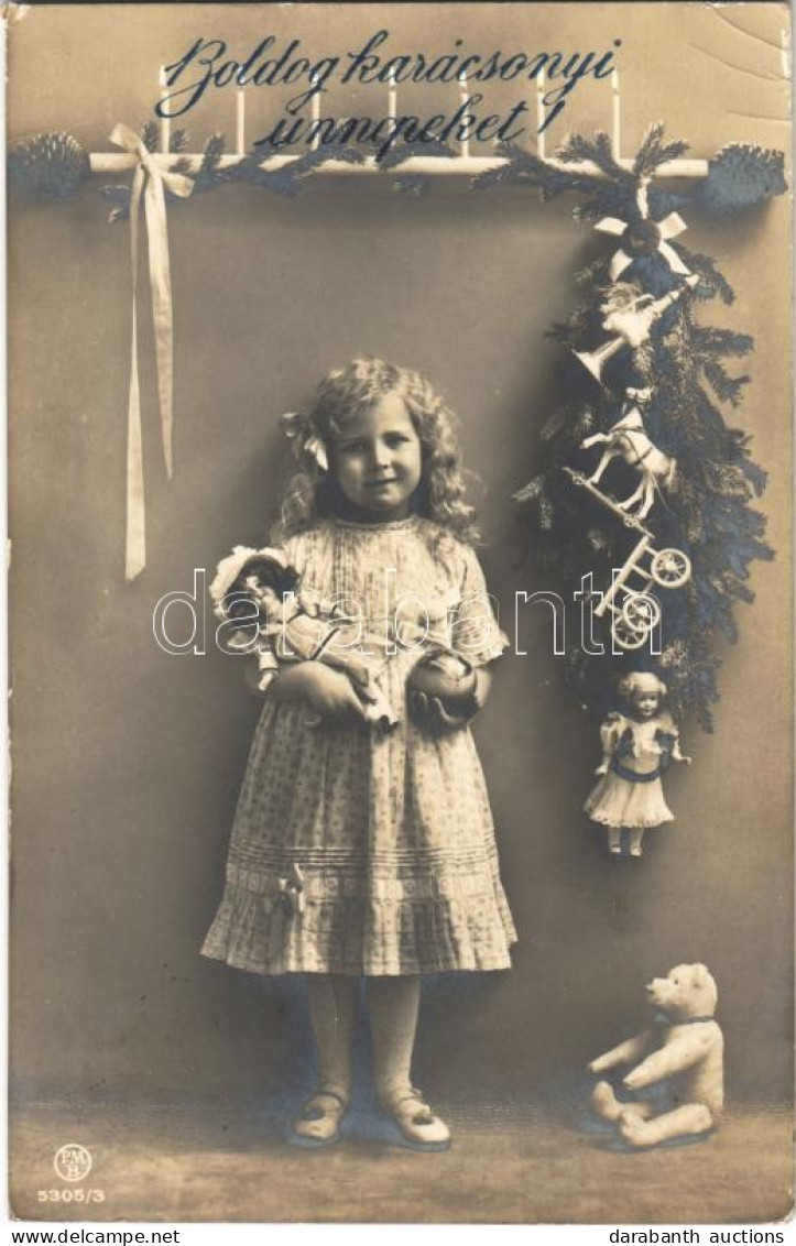 T2/T3 1913 Boldog Karácsonyi Ünnepeket! / Christmas Greeting With Girl And Toys (EK) - Sin Clasificación