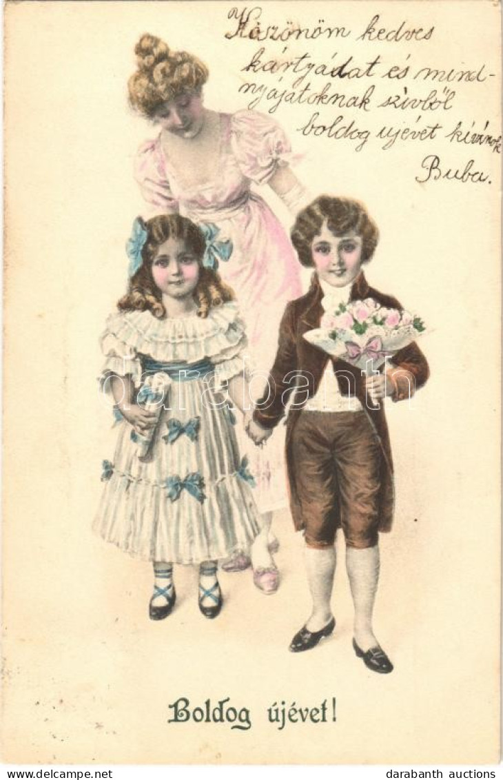 T2 1905 Boldog Újévet! / New Year Greeting Art Postcard, Children. M. Munk Vienne Nr. 159. - Unclassified