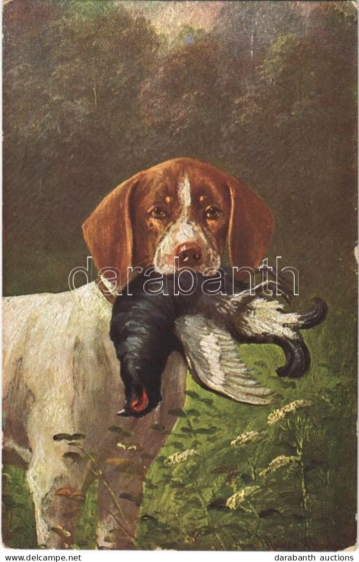 * T2 Hunting Dog With Prey, Hunter Art Postcard - Non Classés