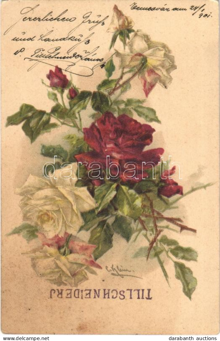 T2/T3 1901 Roses. Litho S: C. Klein (fl) - Sin Clasificación
