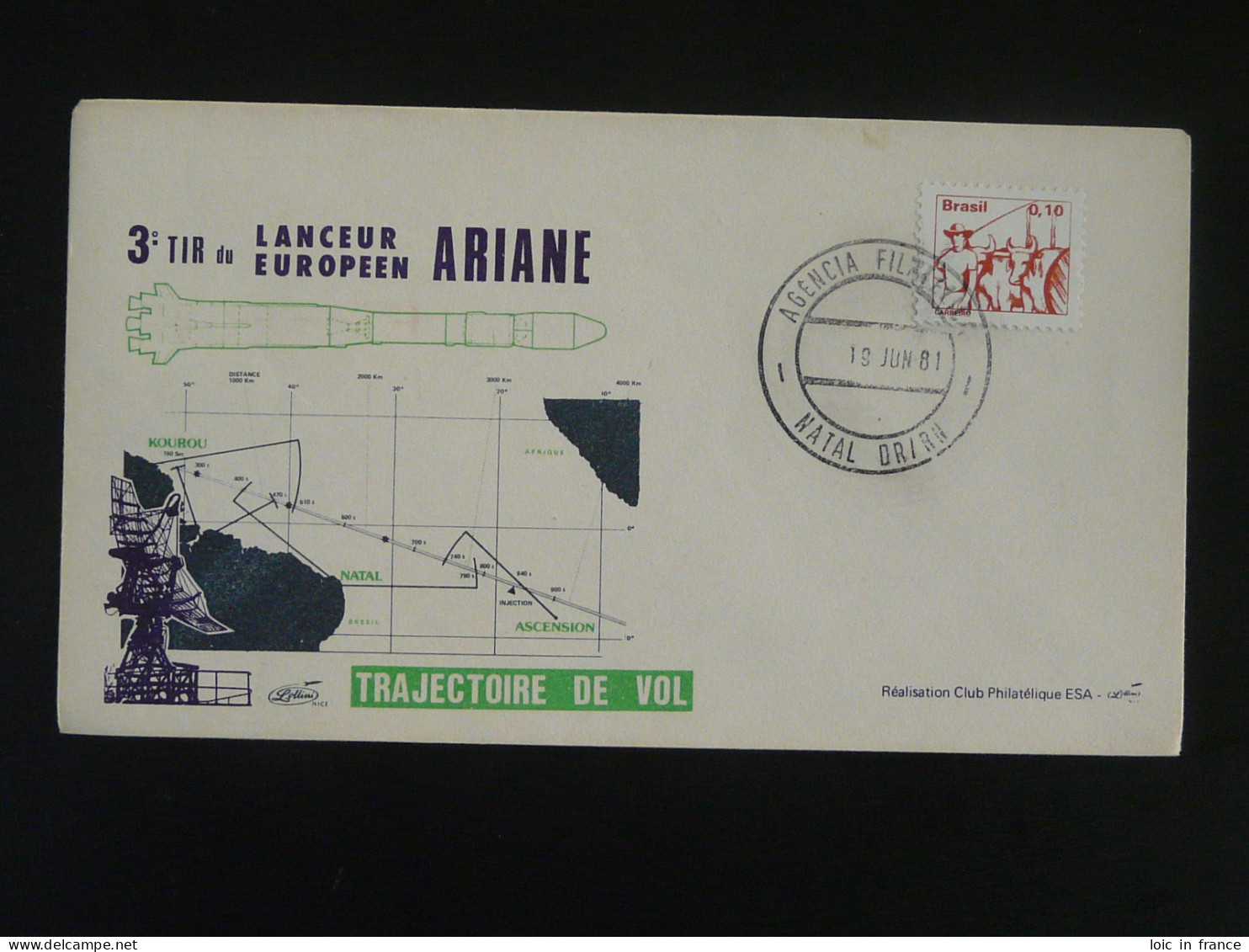 Lettre Cover Espace Space 3ème Tir Ariane Bresil Brazil 1981 (ex 2) - América Del Sur