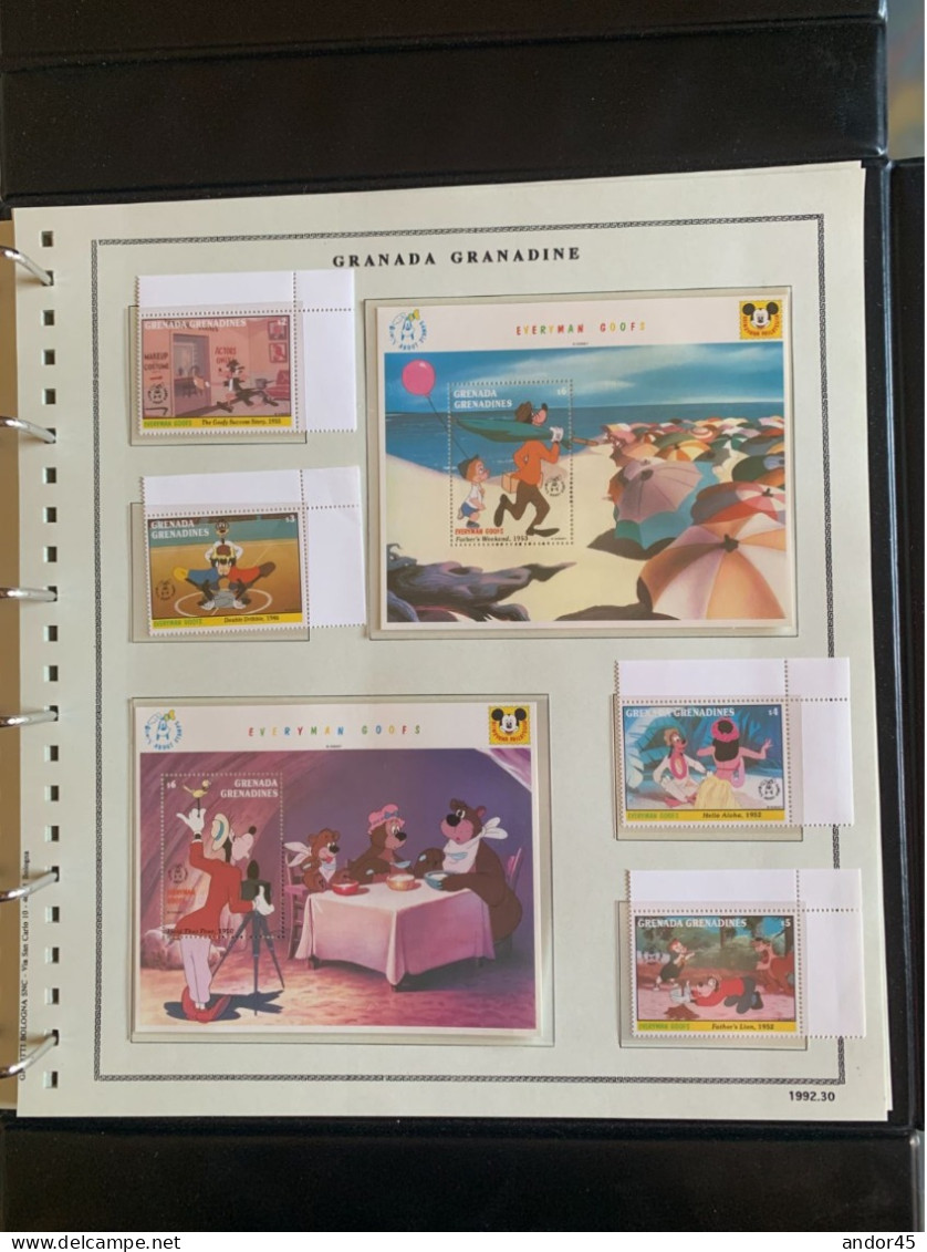 1992 ANNATA COMPLETA COLLEZIONE WALT DISNEY DA TUTTE LE PARTI DEL MONDO  MONTATA SU ALBUM CONTENENTE   FRANCOBOLLI SINGO