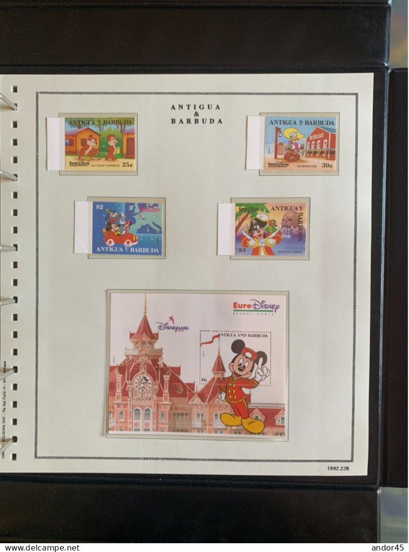 1992 ANNATA COMPLETA COLLEZIONE WALT DISNEY DA TUTTE LE PARTI DEL MONDO  MONTATA SU ALBUM CONTENENTE   FRANCOBOLLI SINGO