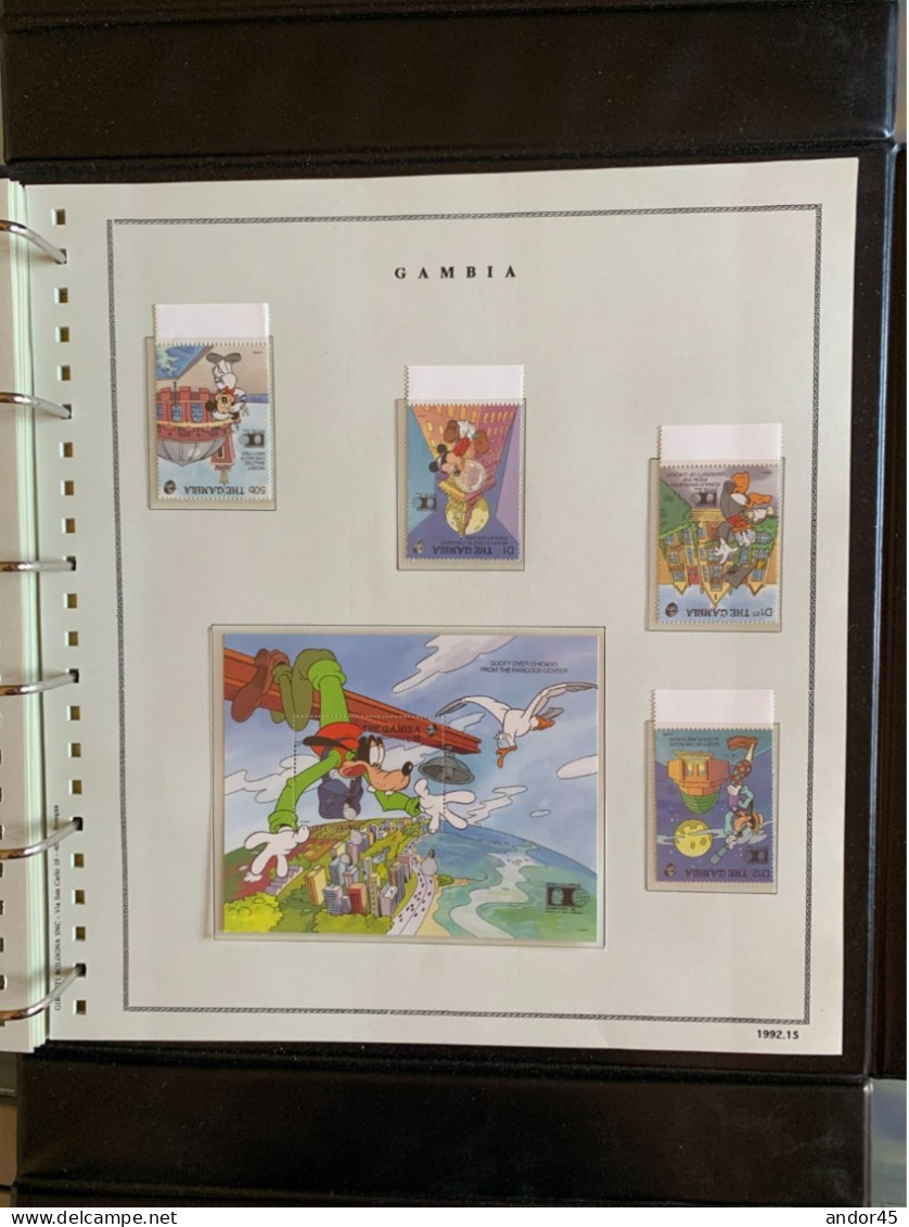 1992 ANNATA COMPLETA COLLEZIONE WALT DISNEY DA TUTTE LE PARTI DEL MONDO  MONTATA SU ALBUM CONTENENTE   FRANCOBOLLI SINGO