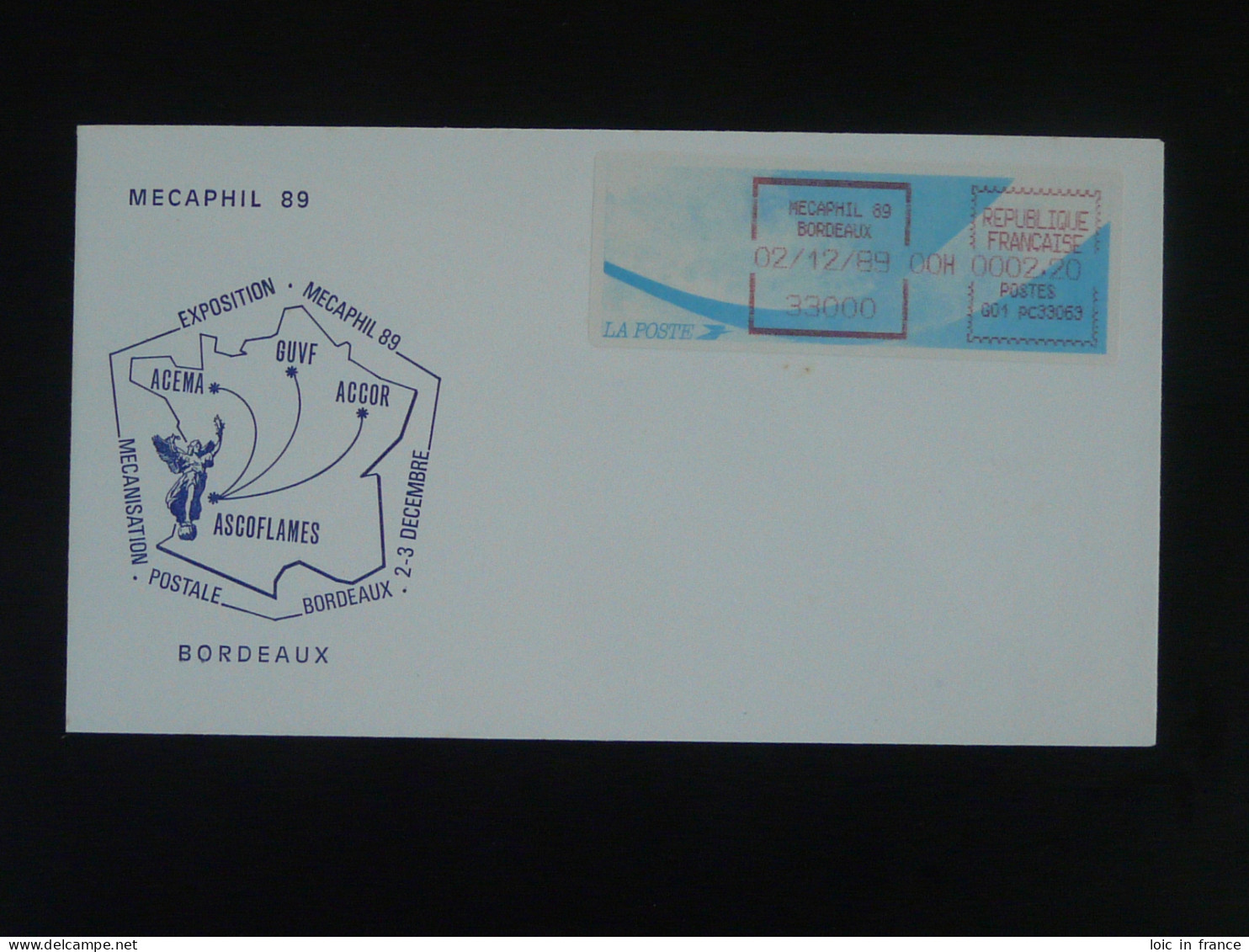 Lettre Avec Vignette LISA Mecaphil Bordeaux 33 Gironde 1989 - 1988 Type « Comète »