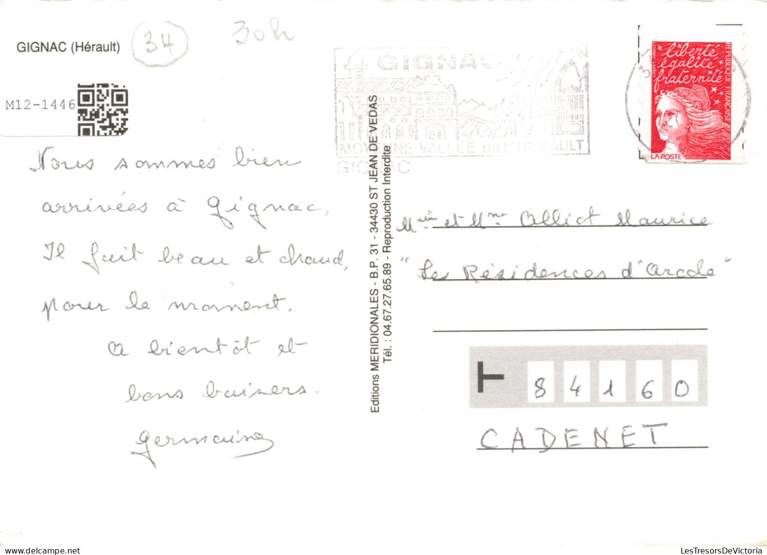 FRANCE - Gignac - La Vallée De L'Hérault- Colorisé - Carte Postal Ancienne - Gignac