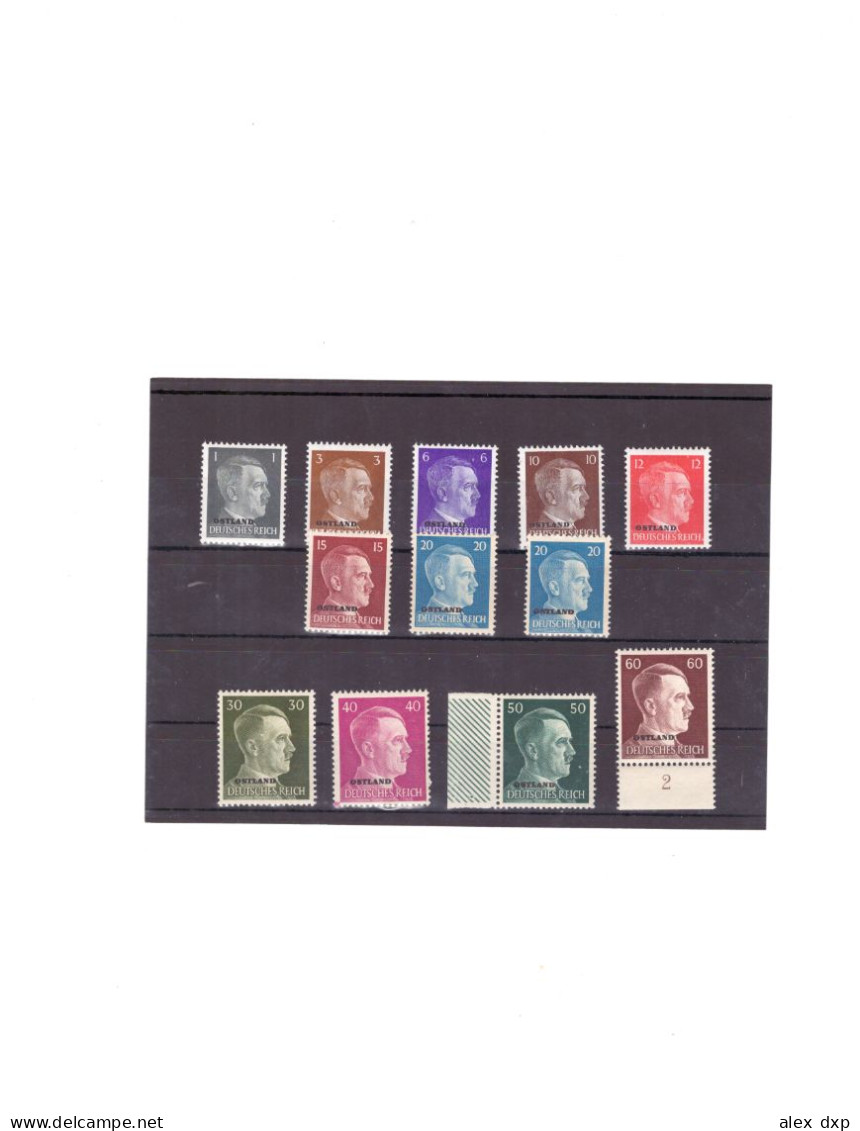 Russia (USSR) > German Occupation 1941-43 > O/printed OSTLAND MNH 12 Stamps - 1941-43 Occupation: Germany