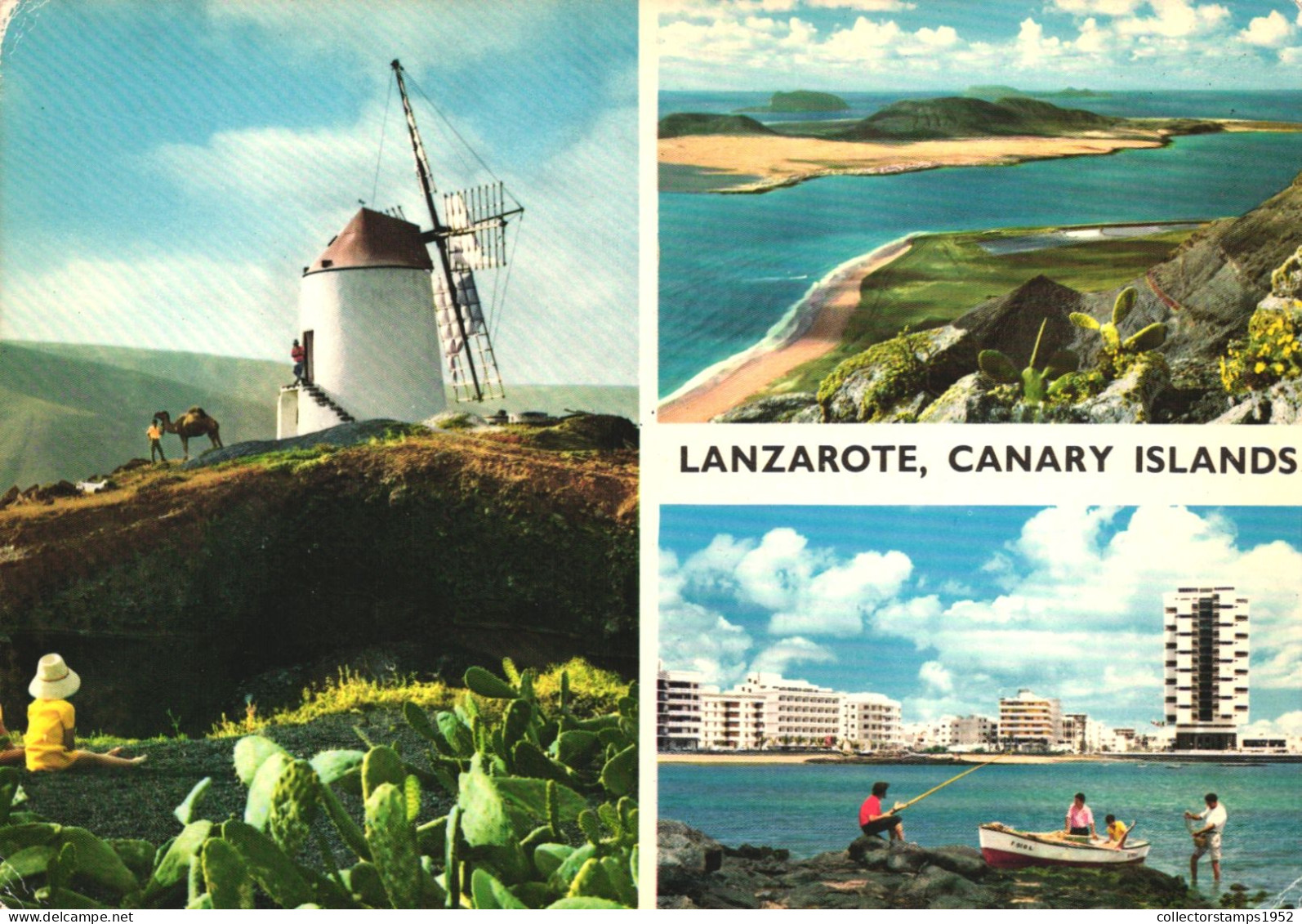 SPAIN, CANARY ISLANDS, LANZAROTE, PANORAMA, WINDMILL, SEA, BOAT - Lanzarote