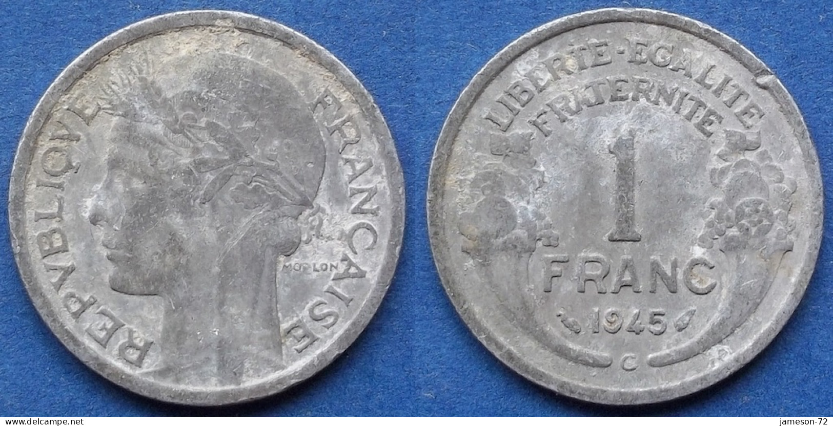 FRANCE - 1 Franc 1945 C KM# 885a.3 De Gaulles Provisional Government (1944-1947) - Edelweiss Coins - 1 Franc