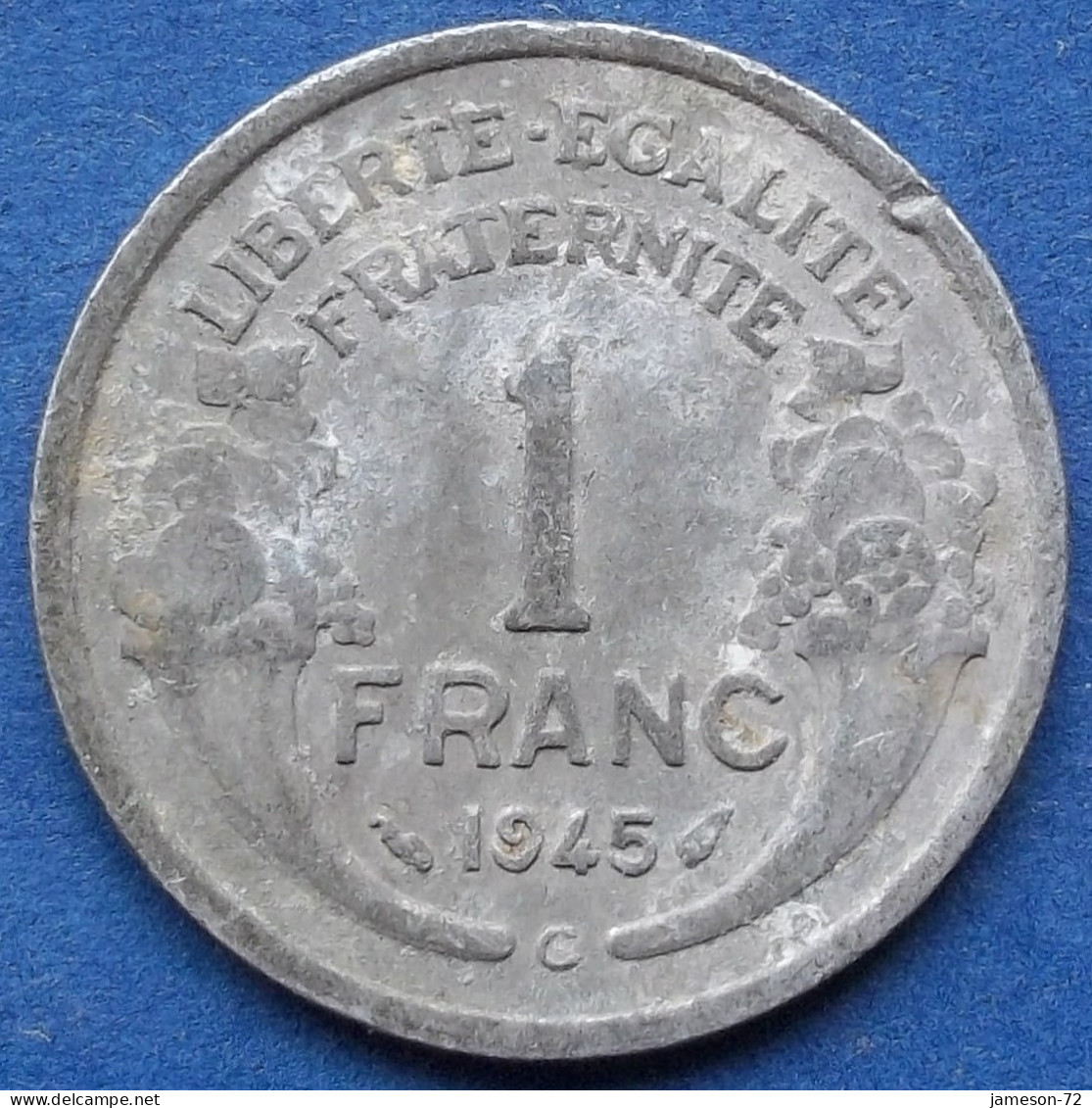 FRANCE - 1 Franc 1945 C KM# 885a.3 De Gaulles Provisional Government (1944-1947) - Edelweiss Coins - 1 Franc