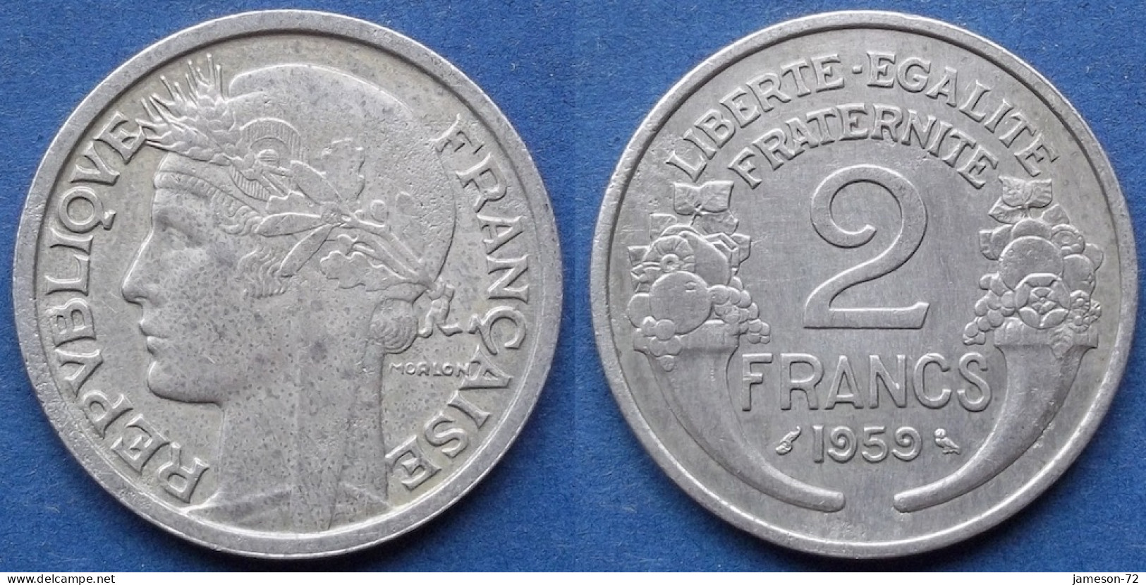 FRANCE - 2 Francs 1959 KM# 886a.1 Fourth Republic (1947-1958) - Edelweiss Coins - 2 Francs