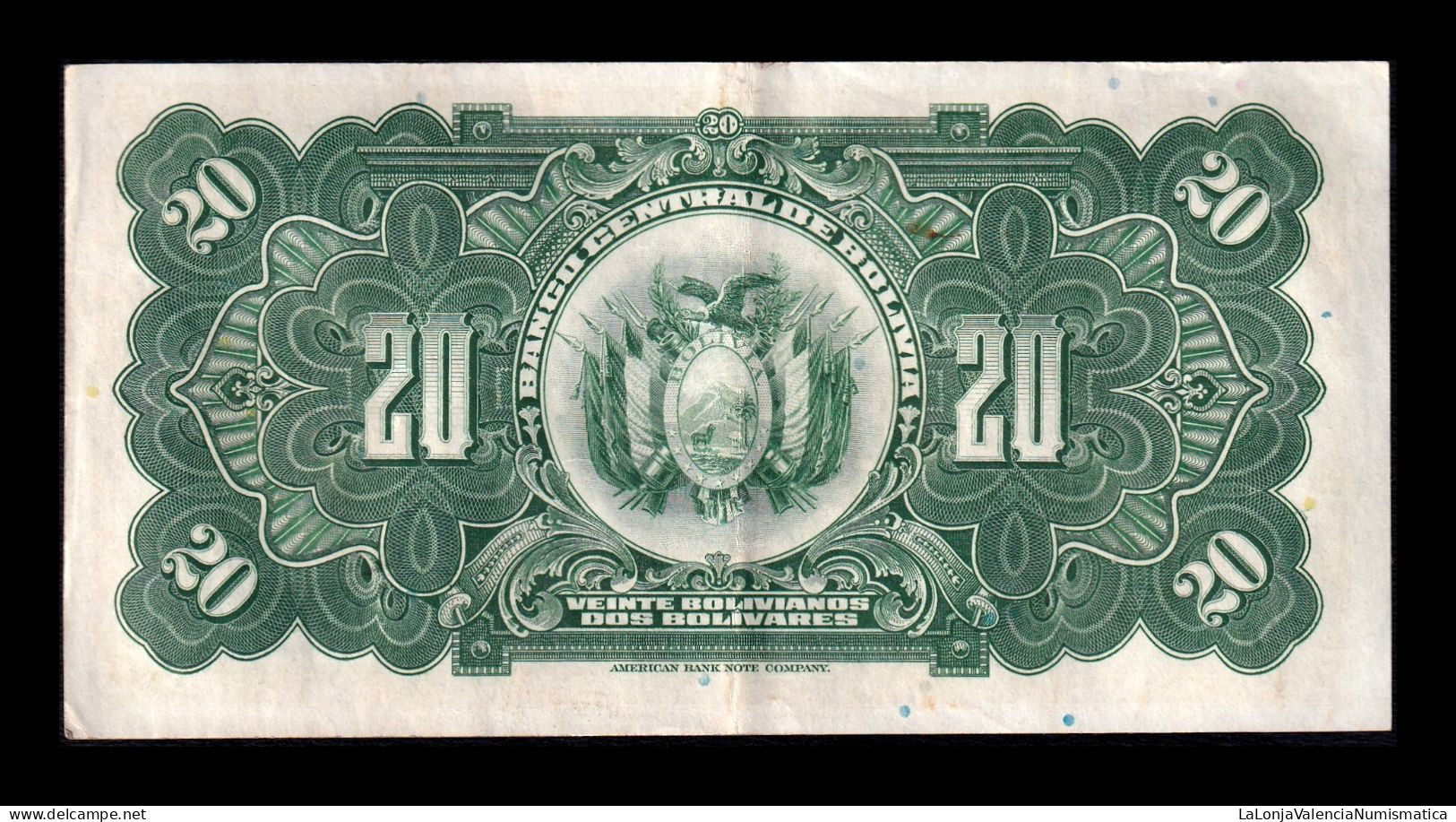 Bolivia 20 Bolivianos 1928 Pick 122a(9) Serie W2 Mbc+/Ebc Vf+/Xf - Bolivie