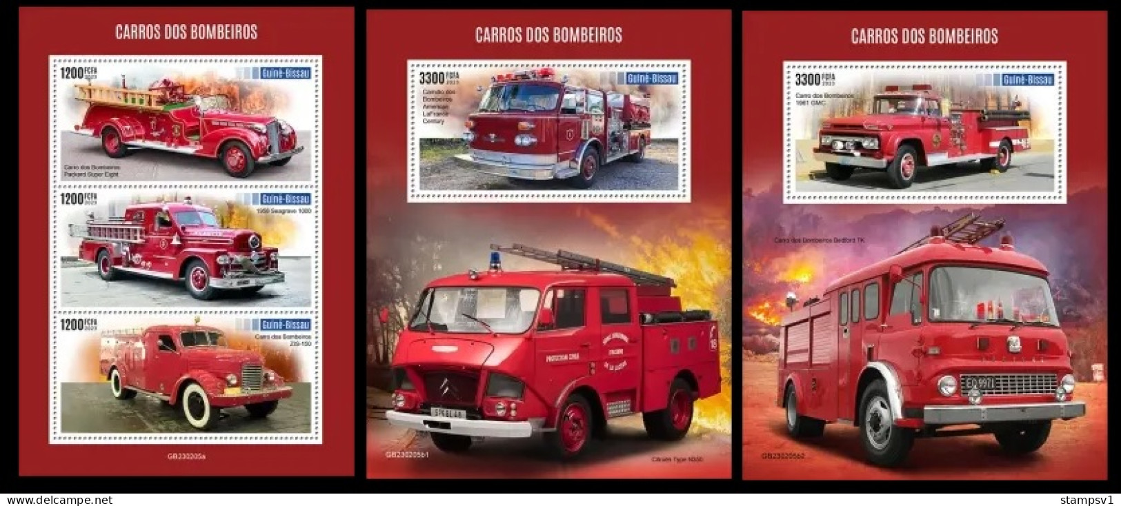 Guinea Bissau  2023 Fire Engines. (205) OFFICIAL ISSUE - Trucks