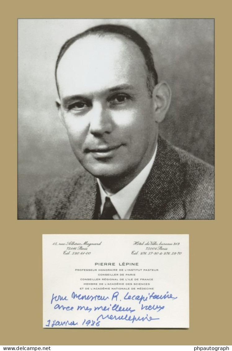 Pierre Lépine (1901-1989) - French Physician And Biologist - Signed Card + Photo - Inventeurs & Scientifiques