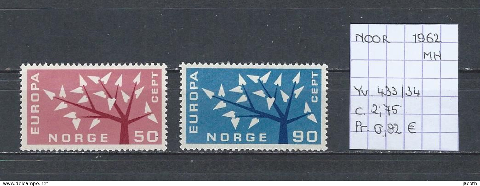 (TJ) Europa CEPT 1962 - Noorwegen YT433/34 (postfris Met Plakker/neuf Avec Charnière/MH) - 1962