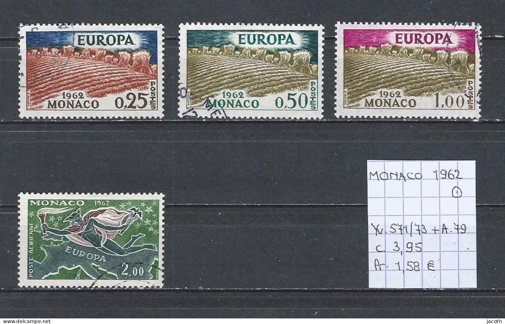(TJ) Europa CEPT 1962 - Monaco YT 571/73 + Aer. 79 (gest./obl./used) - 1962