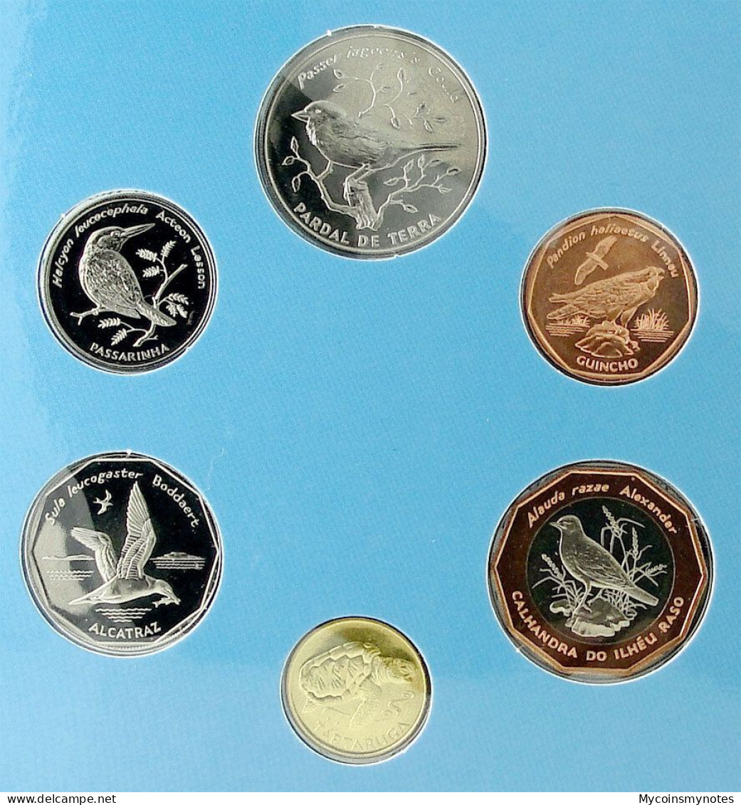 Cape Verde, 1994 Official Folder Set Of 6 Coins, Birds Series, Brilliant UNC - Cap Vert