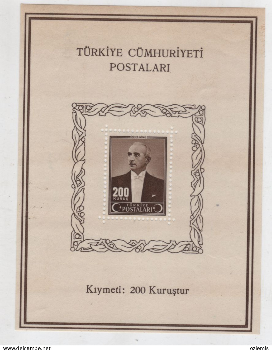 TURKEY,TURKEI,TURQUIE ,1943 PRESIDENT INONU ,BLOCKS ,MNH BUT STAINED AND YELLOWED - Blocks & Sheetlets