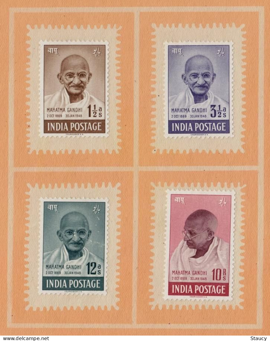 India 1948 Mahatma Gandhi Mourning 4v SET MOURNING ISSUE BOOKLET, MINT, UNCANCELLED, As Per Scan - Cartas & Documentos