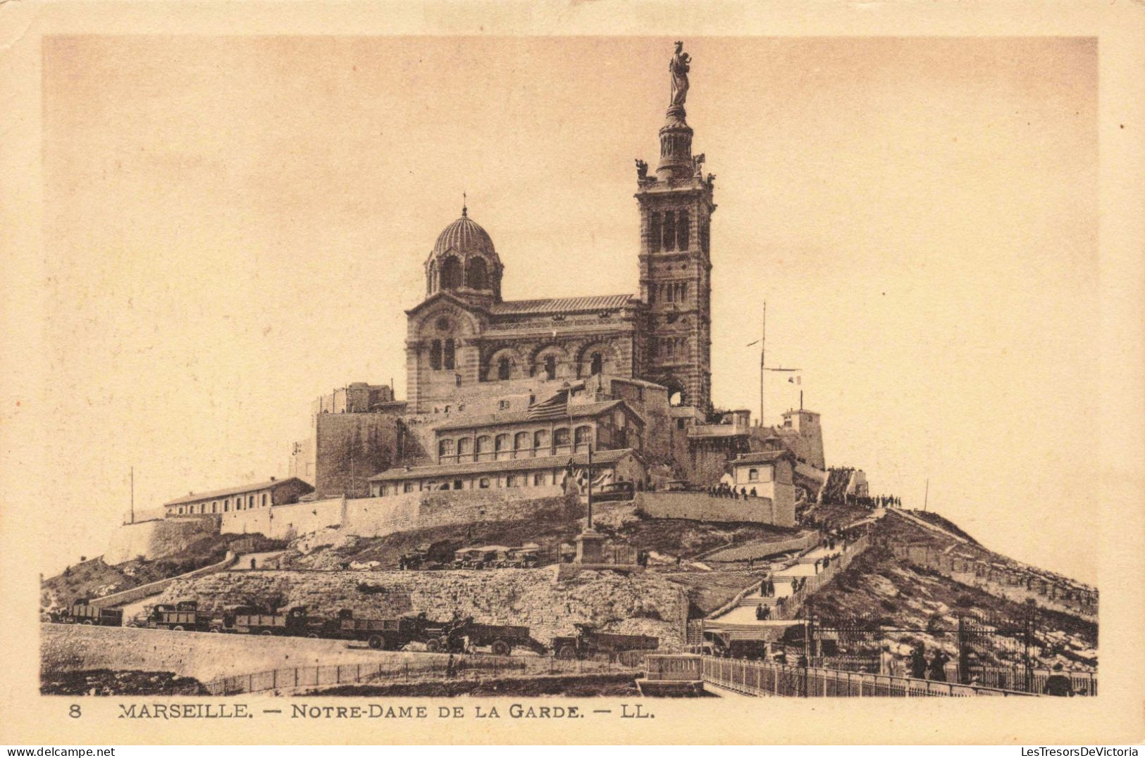 FRANCE - Marseille - Notre-Dame De La Garde - Carte Postal Ancienne - Notre-Dame De La Garde, Funicular Y Virgen