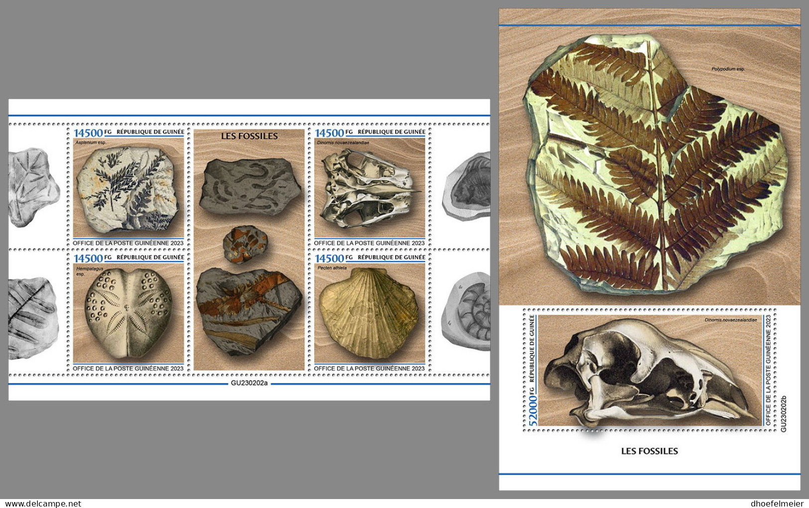 GUINEA REP. 2023 MNH Fossils Fossilien Fossiles M/S+S/S - OFFICIAL ISSUE - DHQ2339 - Fossili