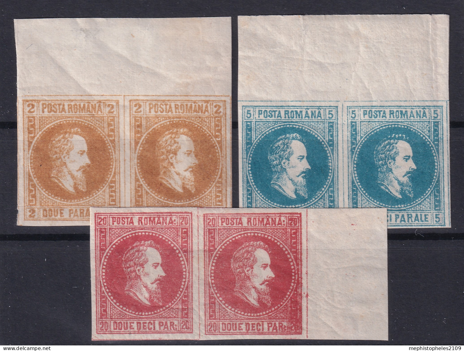 MOLDAVIA-WALACHIA 1864 - MNH - Sc# I-III - 3 Pairs - Never Issued! - 1858-1880 Fürstentum Moldau