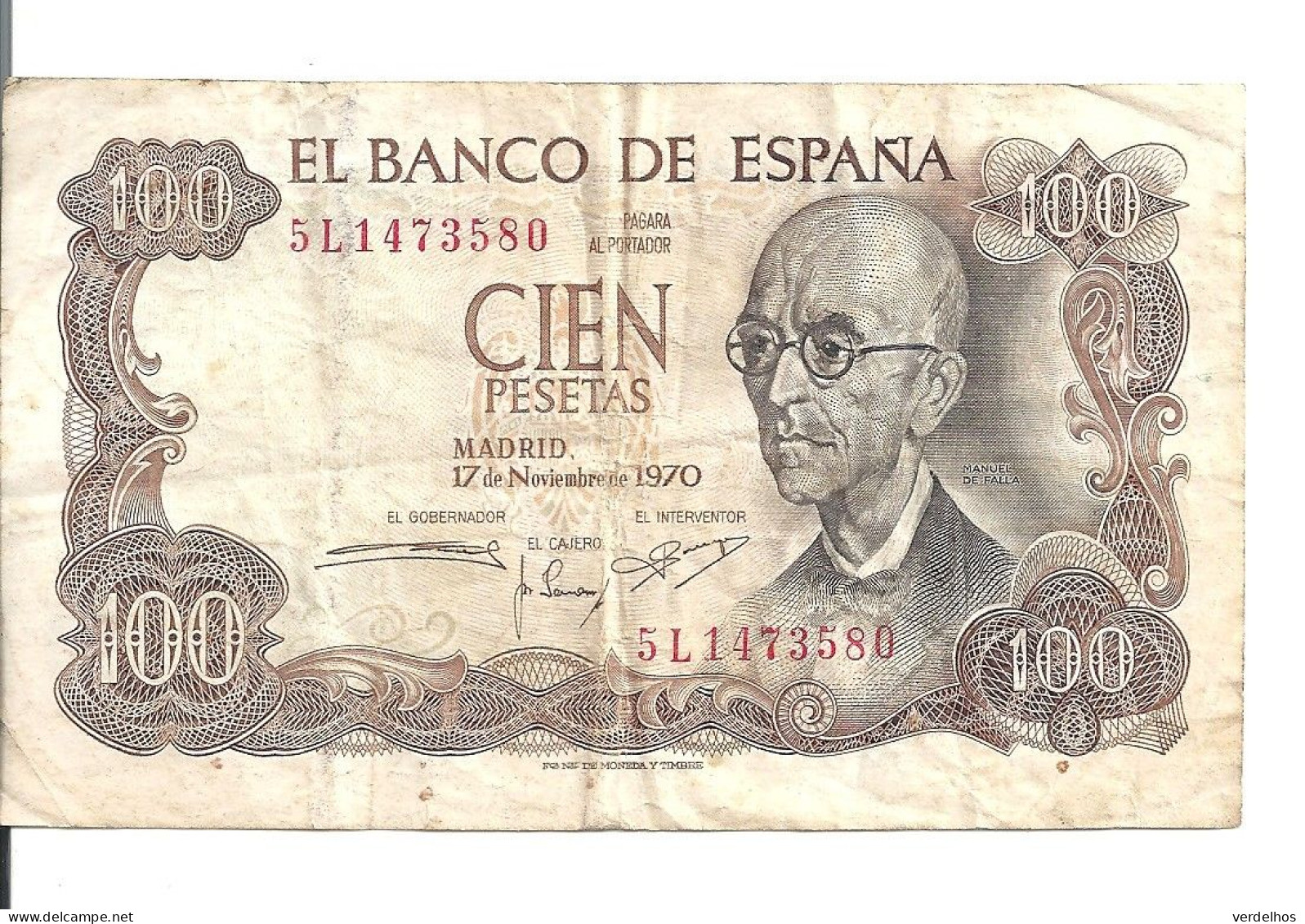 ESPAGNE 100 PESETAS 1970 VF P 152 - 100 Peseten