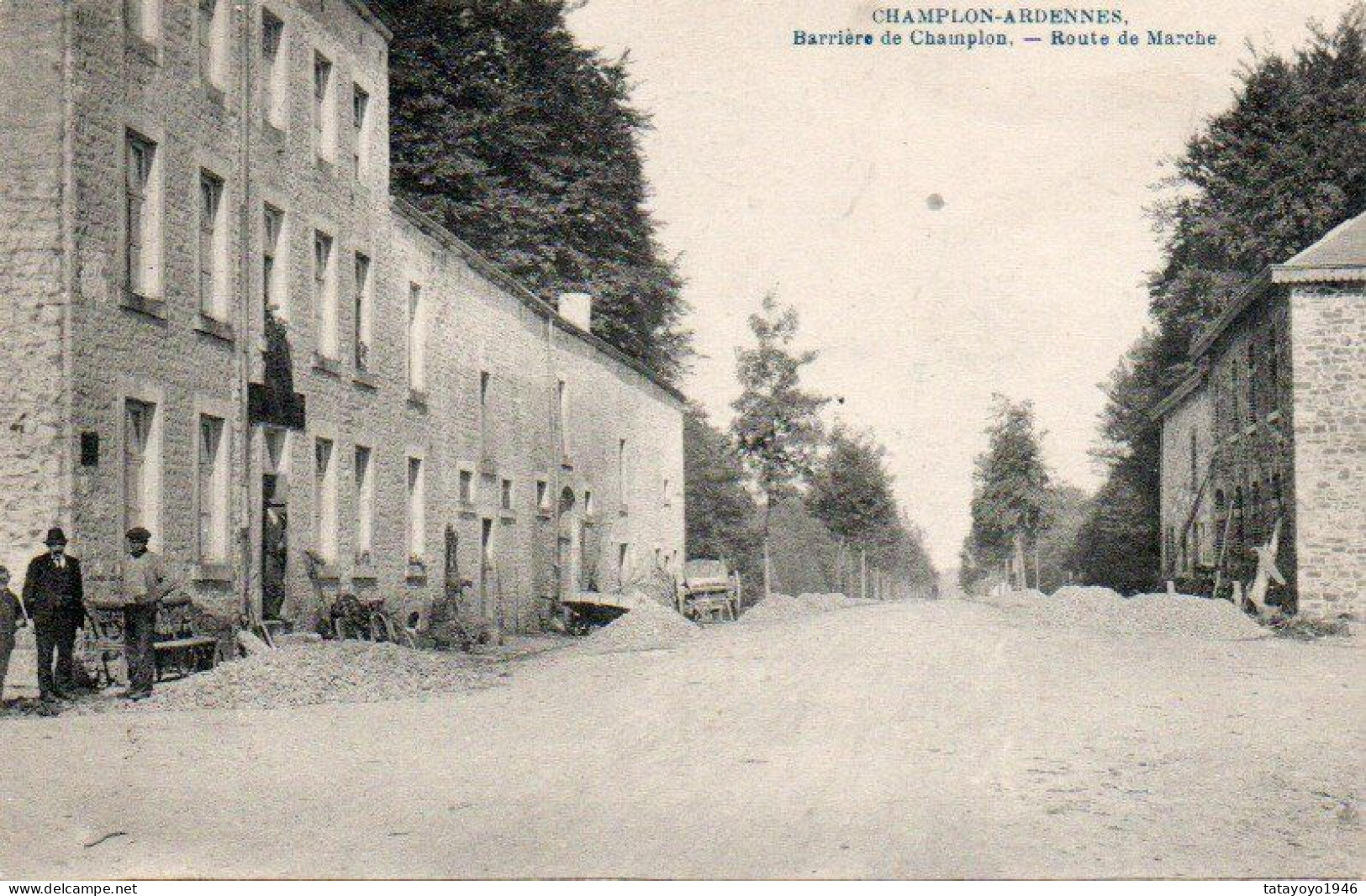 Champlonb-Ardennes  Barrière De Champlon  Route De Marche Animée Voyagé En 1921 - Tenneville
