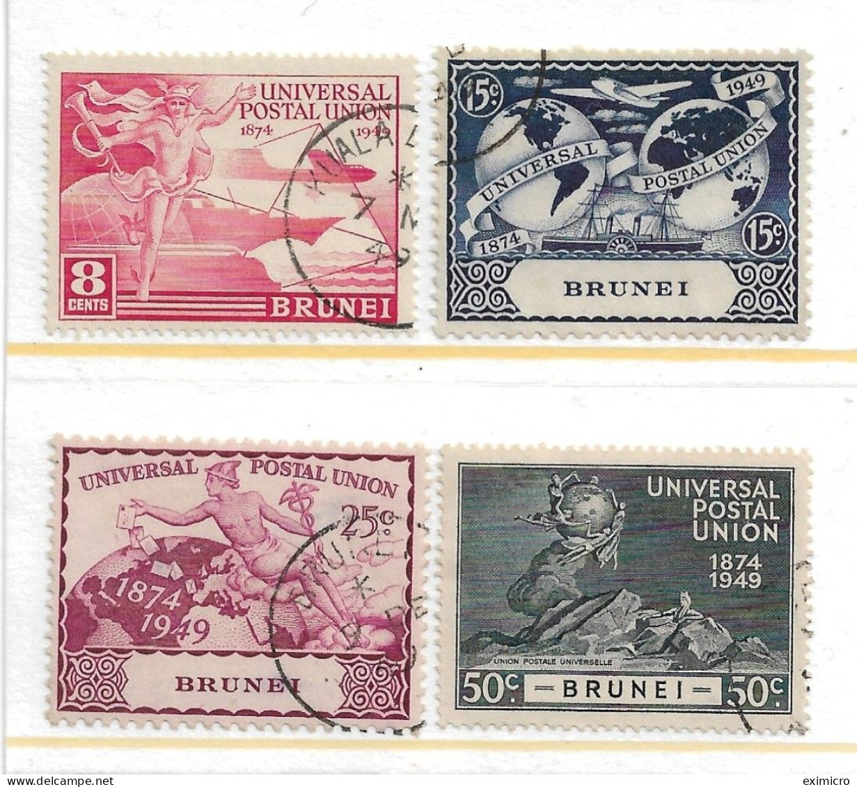 BRUNEI 1947 UPU SET FINE USED Cat £11 - Brunei (...-1984)