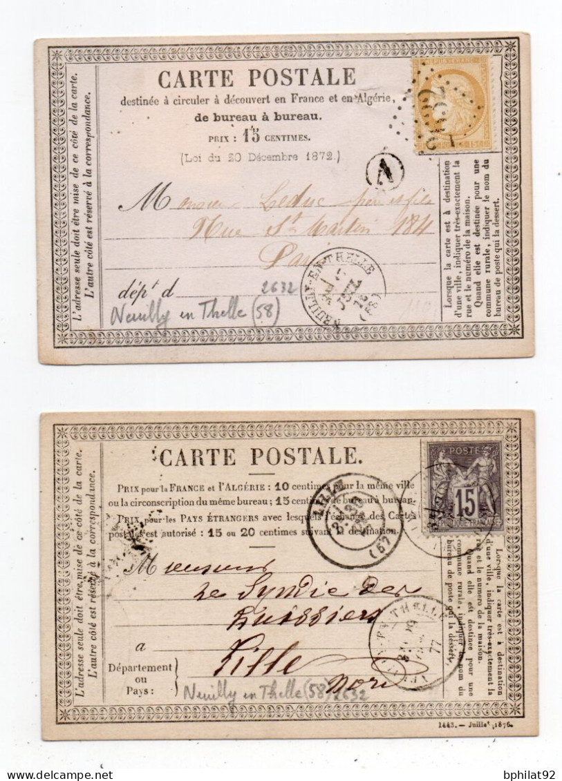 !!! LOT DE 2 CARTES PRECURSEURS CERES ET SAGE CACHETS DE NEUILLY EN THELLE (OISE) - Cartes Précurseurs