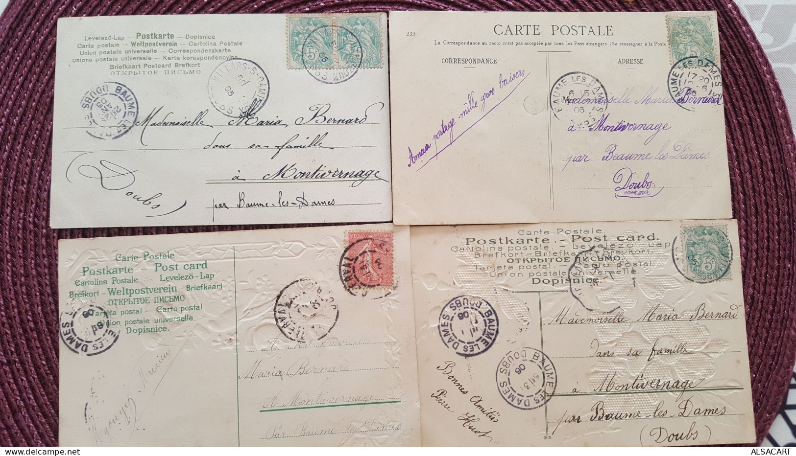 14 Cartes De Voeux Avec Roses , Des Relief Gauffrées Et Autres , Même Correspondance - Other & Unclassified