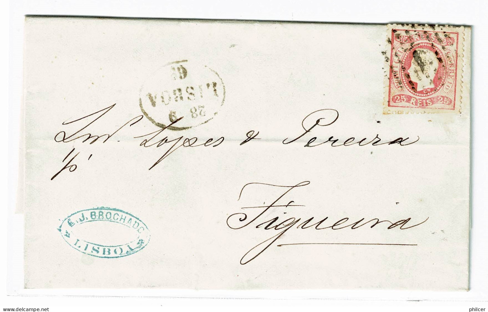 Portugal, 1869, # 30, Para Figueira - Storia Postale