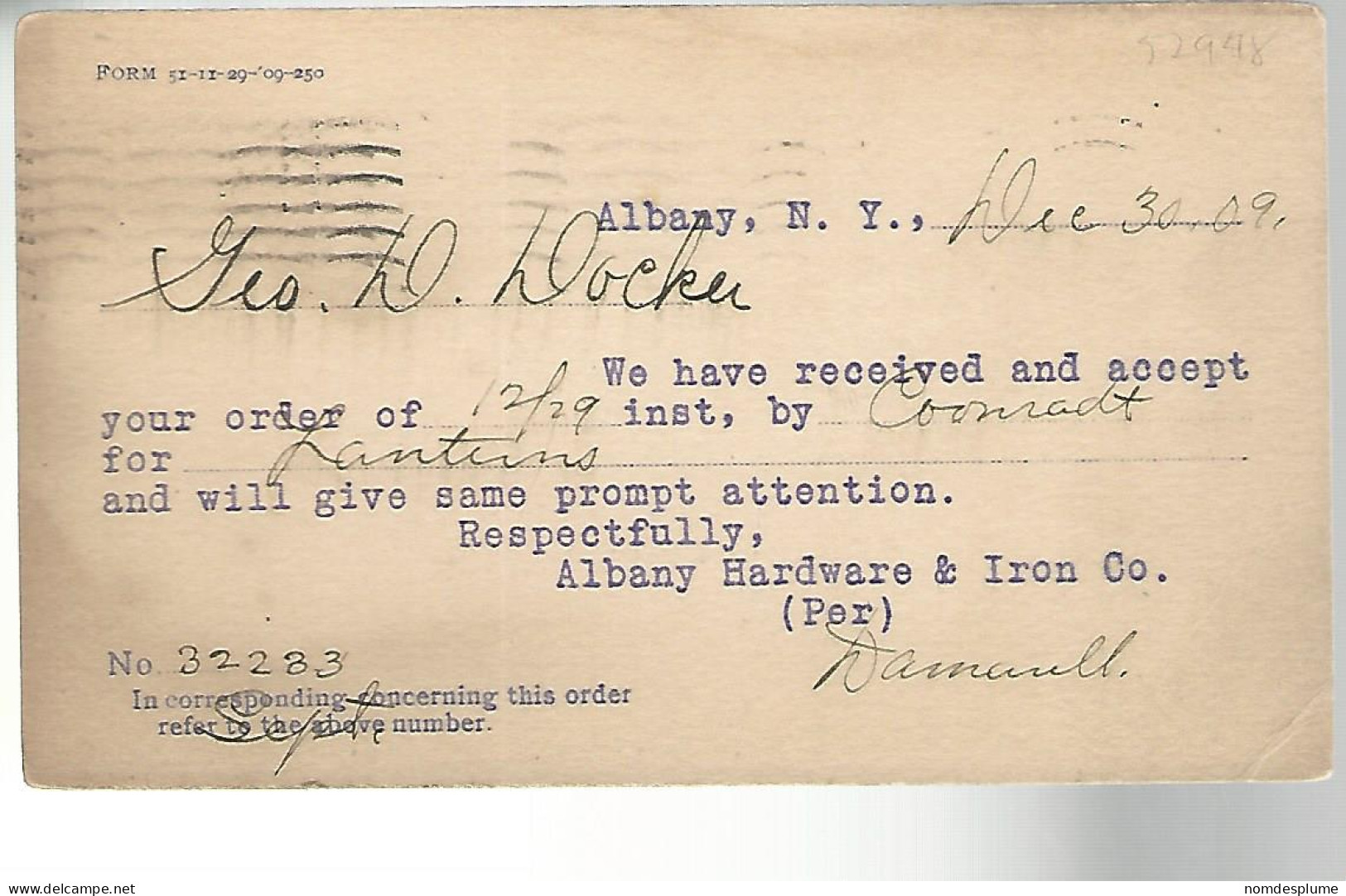 52948 ) USA Postal Stationery Albany Postmark 1909 - 1901-20