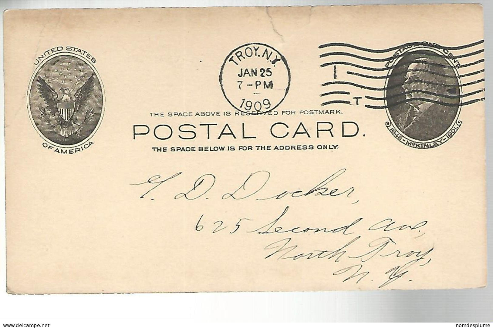 52954 ) USA Postal Stationery  Troy Postmarks 1909 - 1901-20