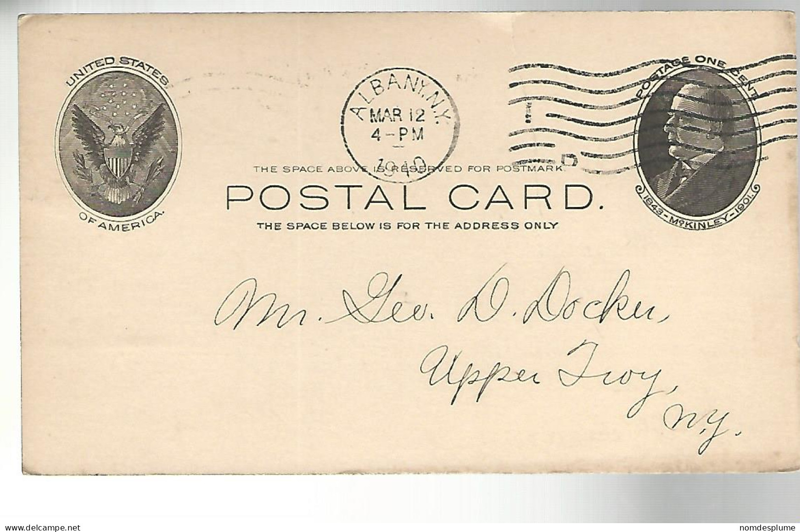 52955 ) USA Postal Stationery Albany Troy Postmarks 1910 - 1901-20