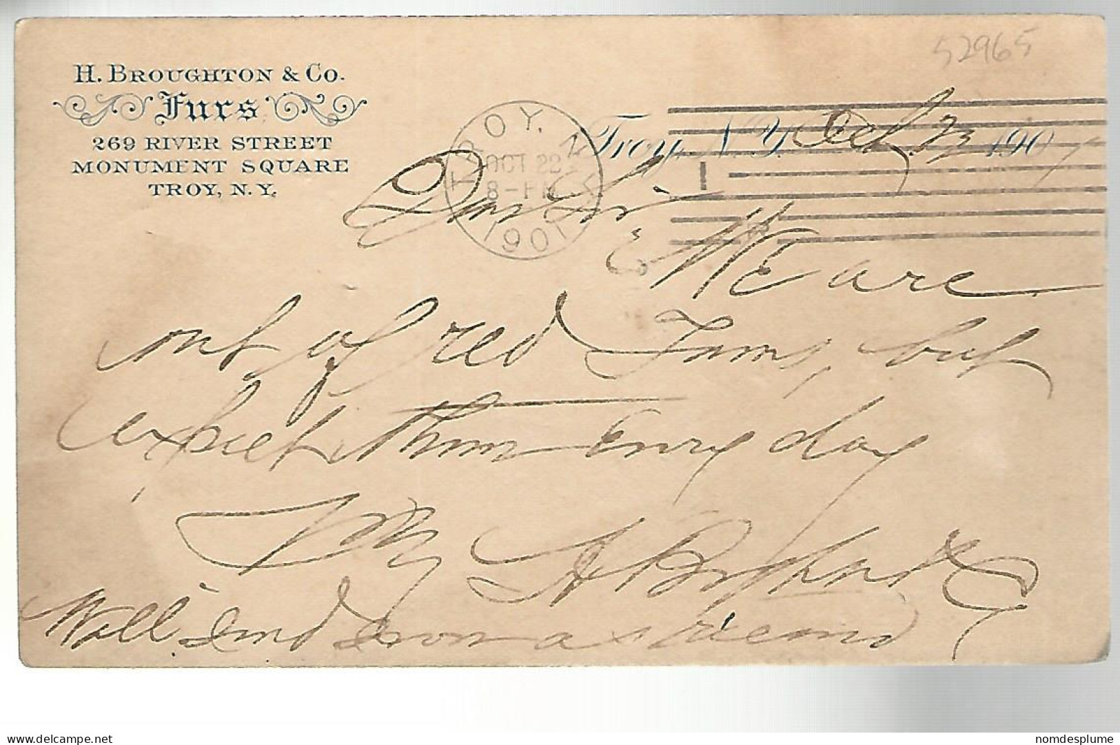 52965 ) USA Postal Stationery Troy Postmark Duplex 1901 - 1901-20