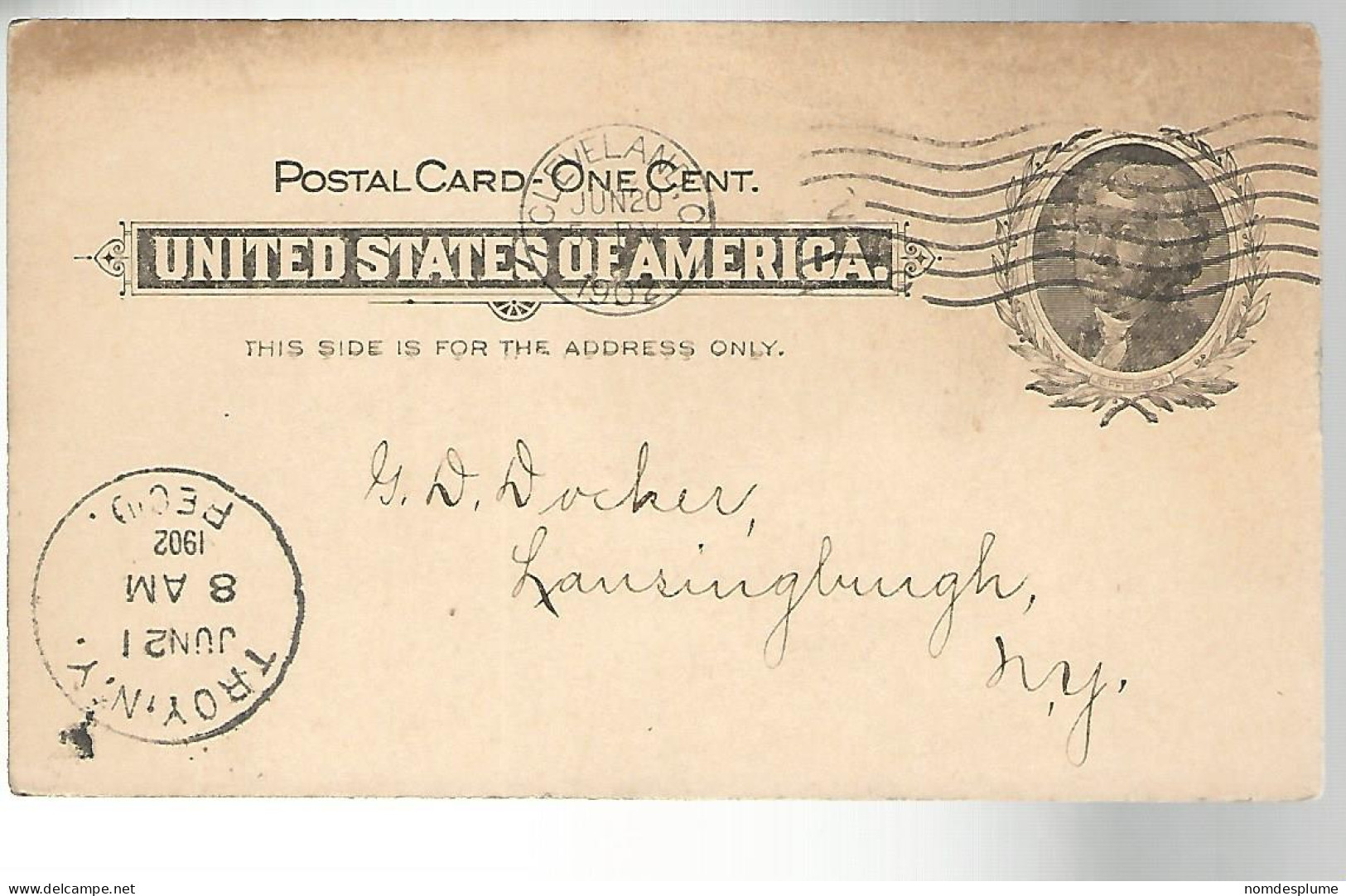 52967 ) USA Postal Stationery Troy Cleveland Postmarks 1902 - 1901-20