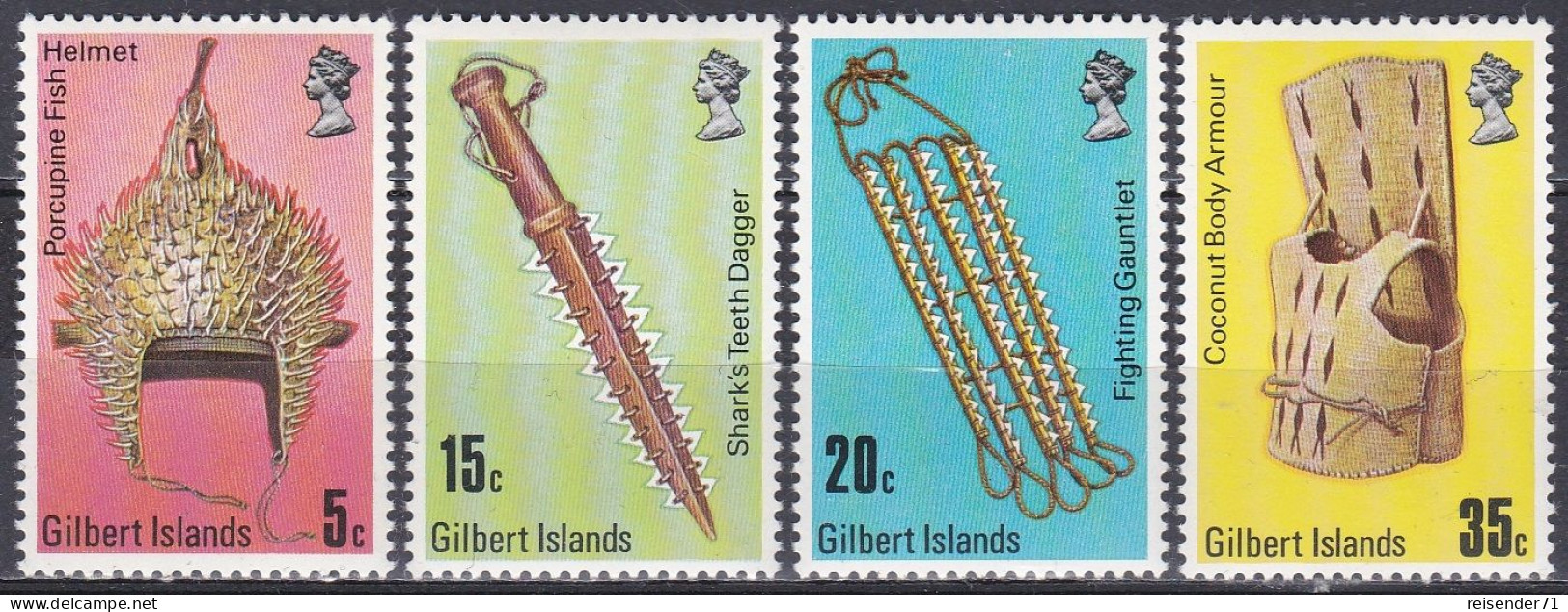 Gilbert Kiribati 1976 Kultur Culture Kunst Arts Kunsthandwerk Crafts Dolch Dagger Helm Handschuh Kokosnuss, Mi. 284-7 ** - Gilbert- Und Ellice-Inseln (...-1979)