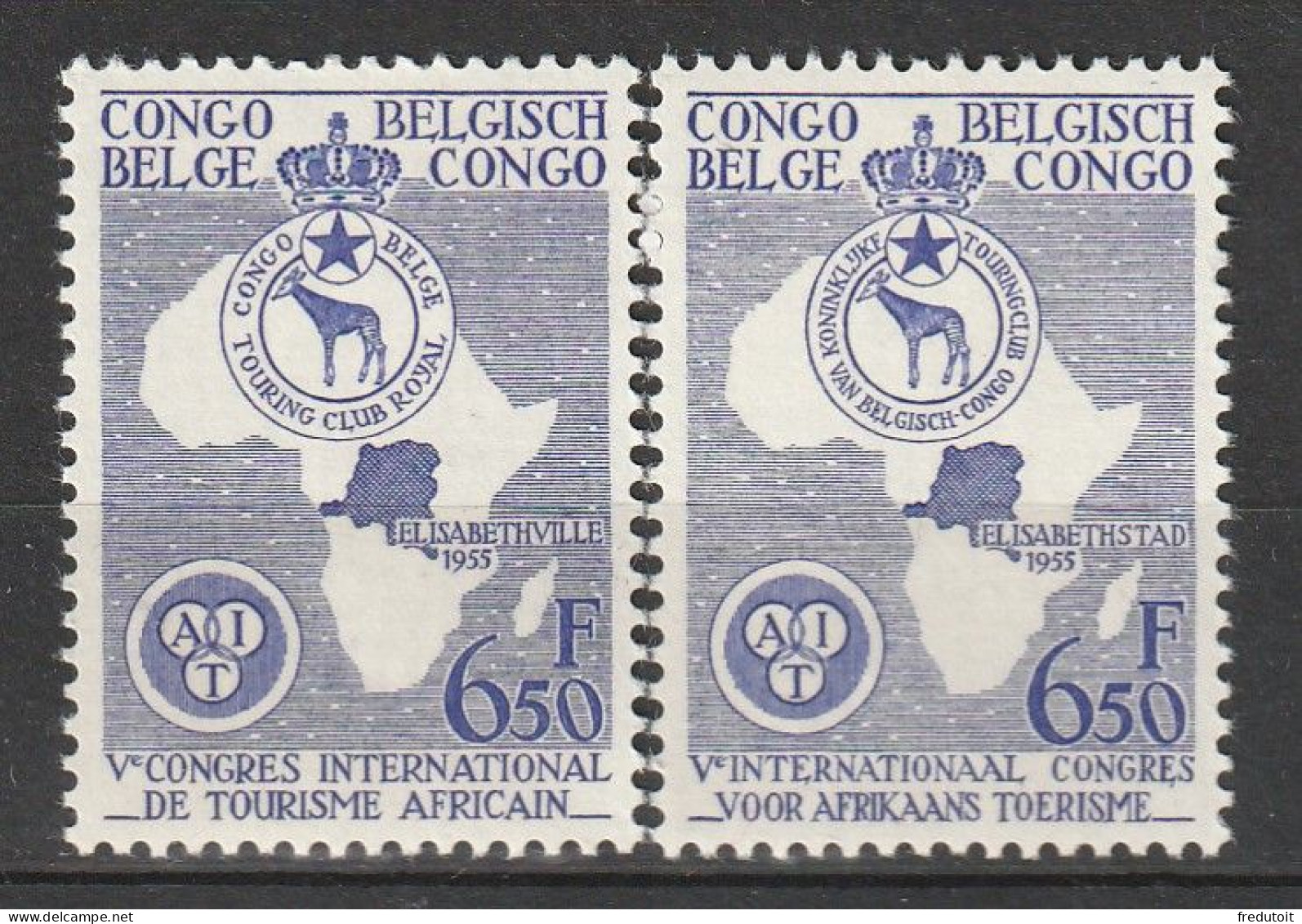 CONGO BELGE - N°337/8 ** (1955) Tourisme - Unused Stamps