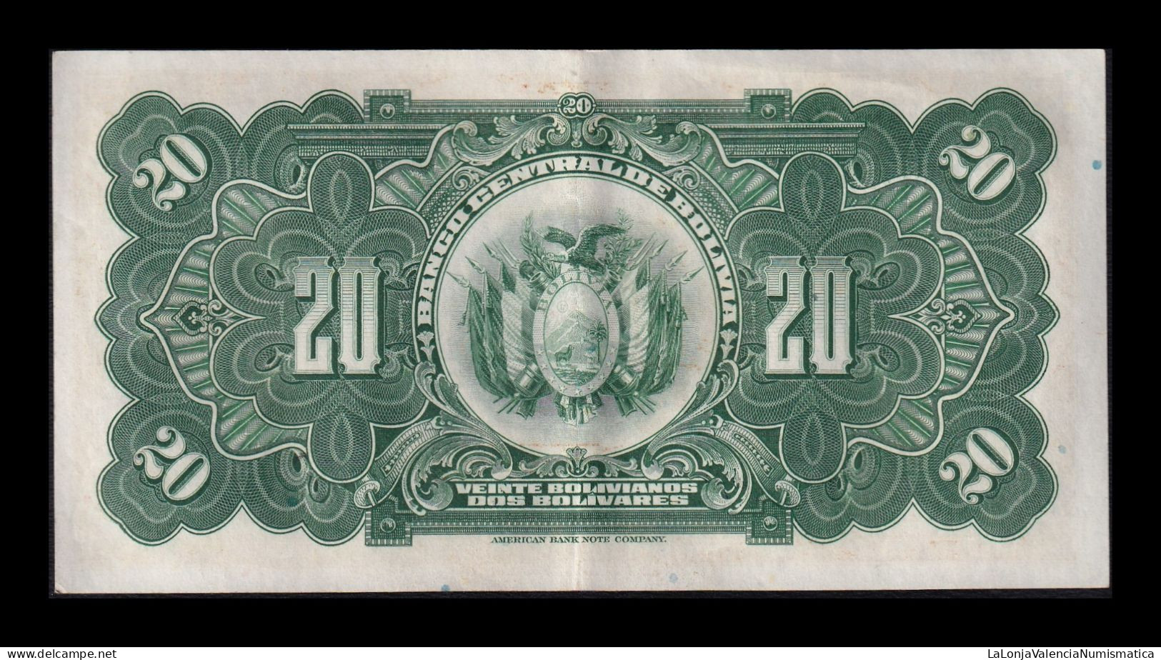 Bolivia 20 Bolivianos 1928 Pick 122a(9) Serie W2 Mbc+/Ebc Vf+/Xf - Bolivie