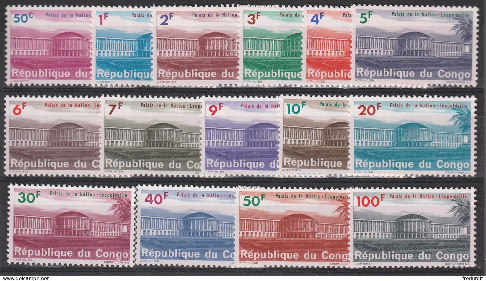 CONGO - N°551/66 ** (1964) Série Courante : Palais De La Nation - Unused Stamps