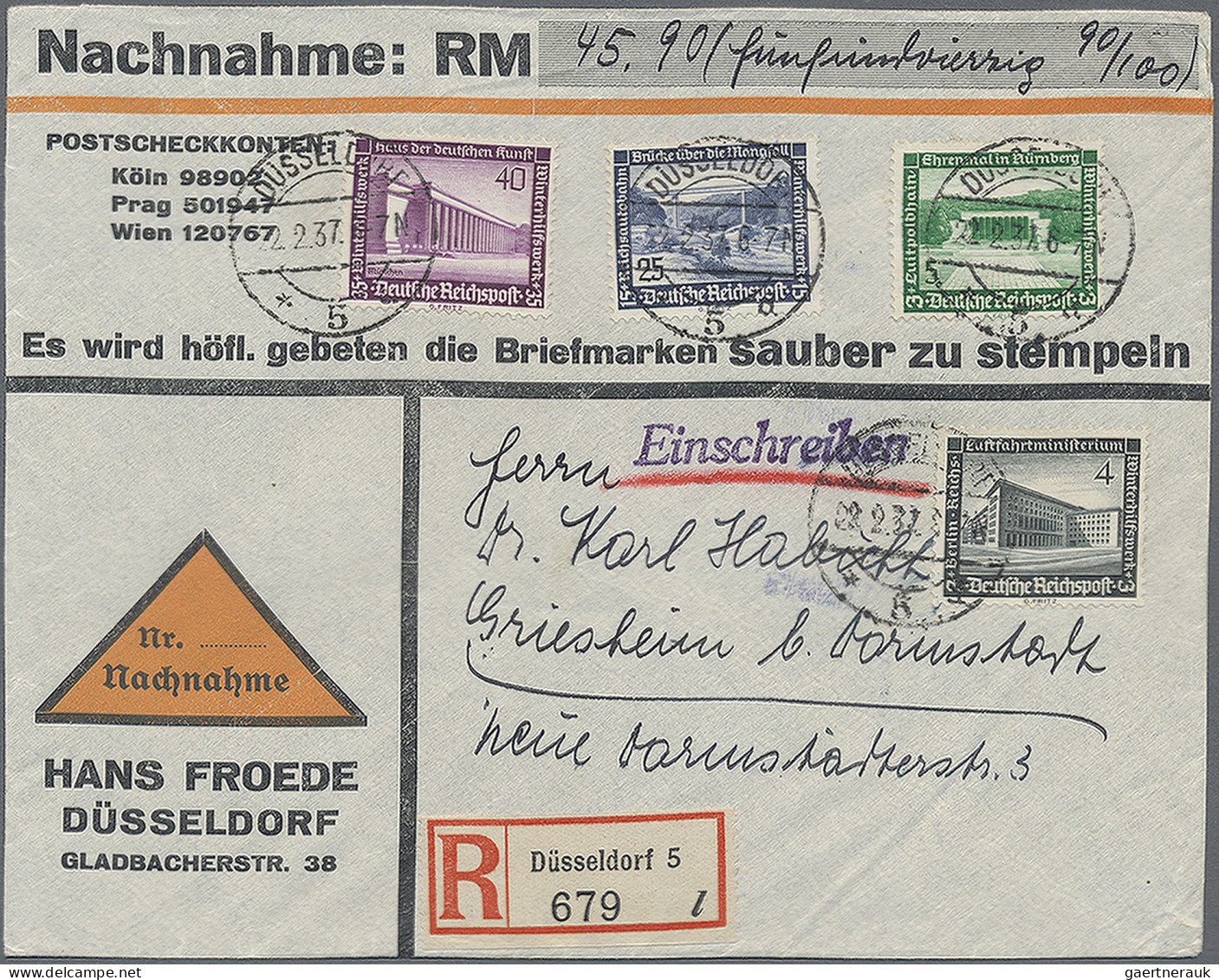 Deutsches Reich - 3. Reich: 1933/1944, Partie Von über 80 Briefen, Karten Und Ga - Briefe U. Dokumente